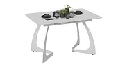 Стол обеденный раздвижной Конкорд Тип 2  Белый муар, Стекло матовое белое Стол обеденный раздвижной Конкорд Тип 2  Белый муар, Стекло матовое белое