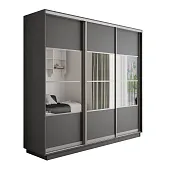 Шкаф-купе Оптим 3-х дверный 4 секции (ЛДСП, Зеркало)  210 см. 2 штанги, 9 полок, 4 ящика