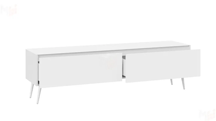 Тумба ТВ Глосс  с опорами - СМ-319.03.011 Белый глянец, Стекло Белый глянец