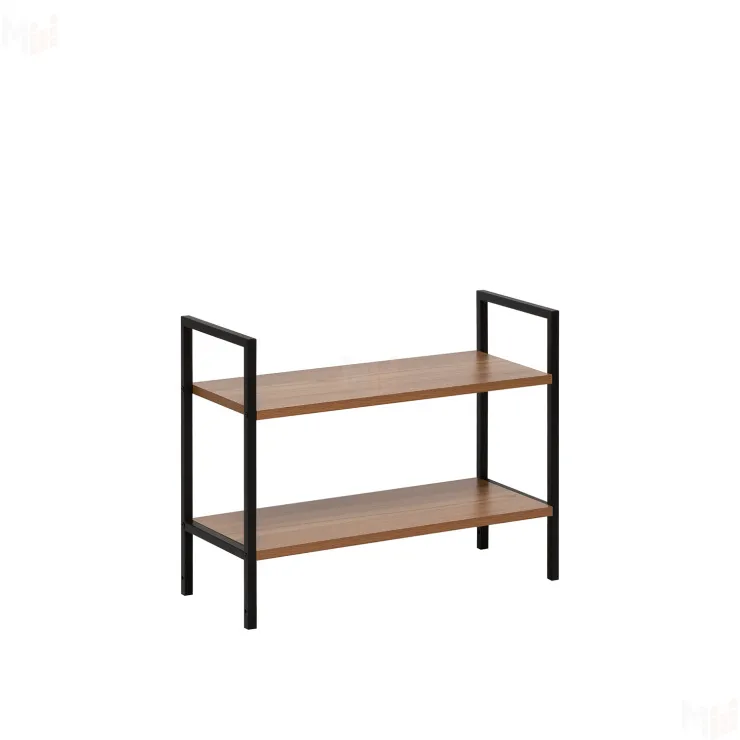 Стеллаж Leset Стилвуд 22 широкий, 2 полки (Чёрный/Орех лион светлый)