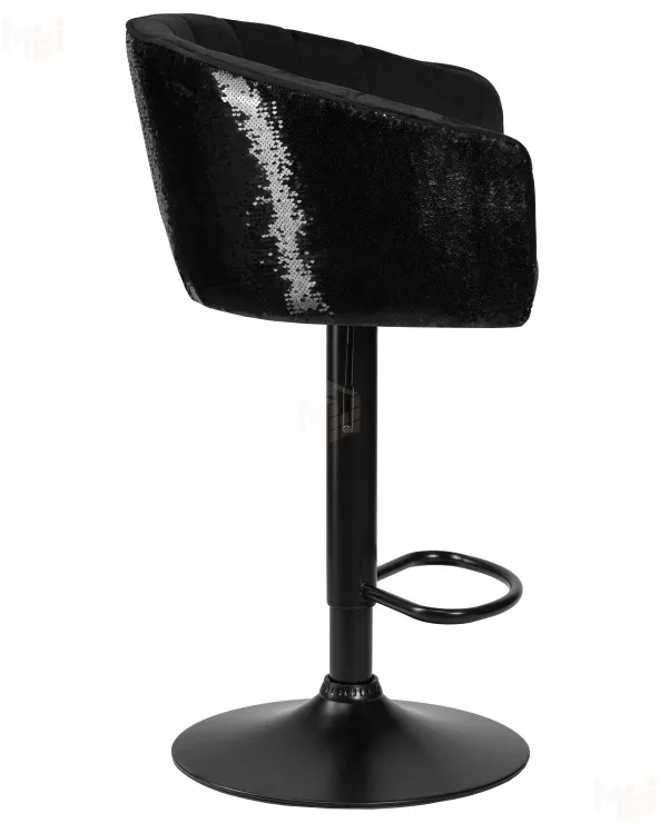 Стул барный DOBRIN DARCY BLACK SHINY (черный велюр с черно-золотыми пайетками)