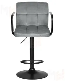Стул барный DOBRIN KRUGER ARM BLACK (серый велюр (MJ9-75))