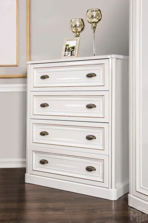 Комод Натали 4 ящ. узкий белый глянец Комод Натали 4 ящ. узкий белый глянец