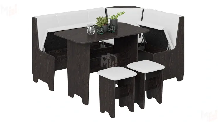 Кухонный уголок Техас Исп.1 Венге, Экокожа белая