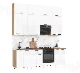 Кухня Рио New 2,4 (490) комп №3 ЛДСП Дуб крафт, Белый глянец (Дуб вотан)