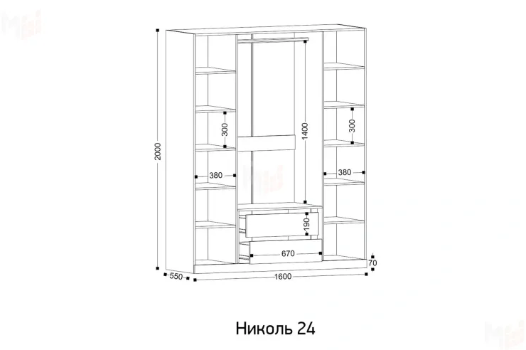 Шкаф 4-х створчатый Николь 24 Кашемир/Черный