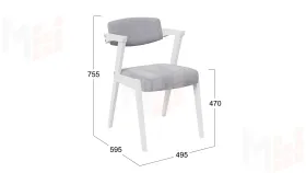 Стул Гонконг 2 - N-242 Белый матовый, тк. №210 Велюр Jercy silver