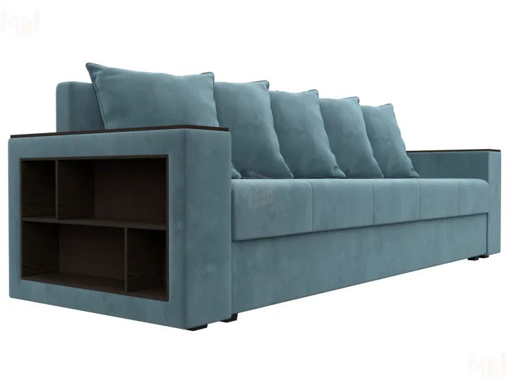 Диван прямой Дубай Лайт полки слева ( Бирюзовый )