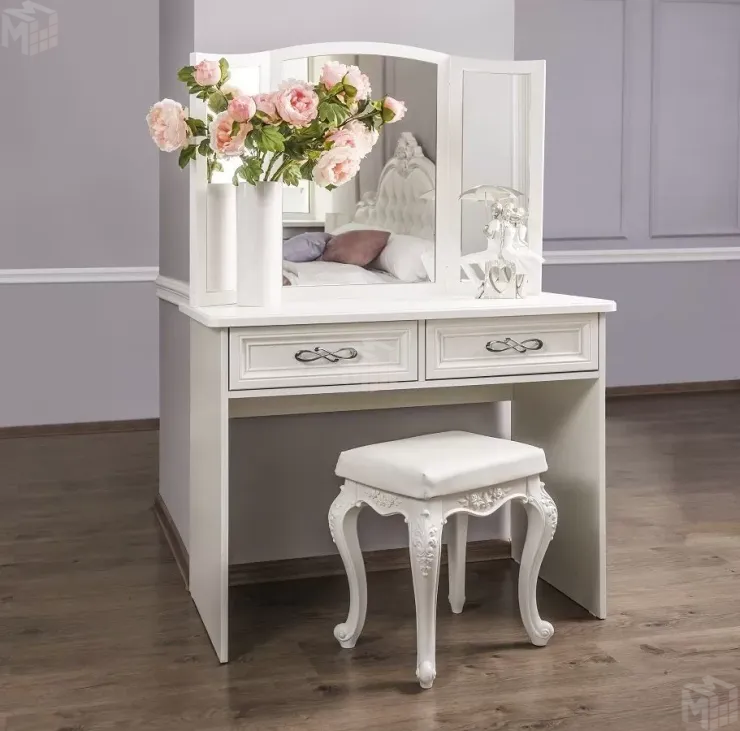 Зеркало трельяж Мишель для туалетного столика белый матовый Зеркало трельяж Мишель для туалетного столика белый матовый