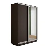 Шкаф-купе Оптим 2-х дверный 1 секция (ЛДСП, Зеркало) 160 см. 1 штанга, 6 полок, 2 ящика