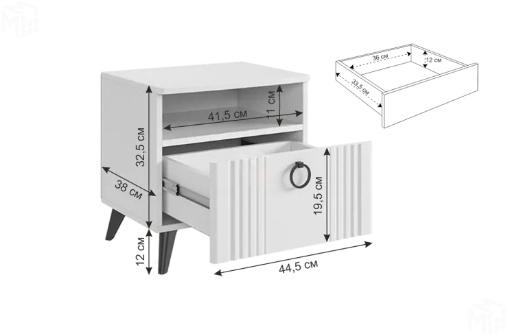 Тумба прикроватная Ева  белое дерево/белый матовый Тумба прикроватная Ева  белое дерево/белый матовый