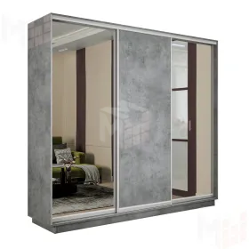 Шкаф-купе Экспресс трио 2 зеркала 2400 (Бетон)