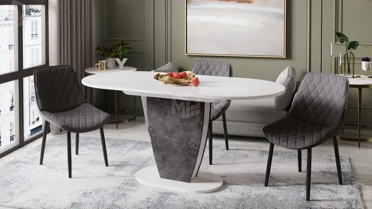 Стол обеденный Монреаль Тип 1 Белый глянец, Моод темный Стол обеденный Монреаль Тип 1 Белый глянец, Моод темный