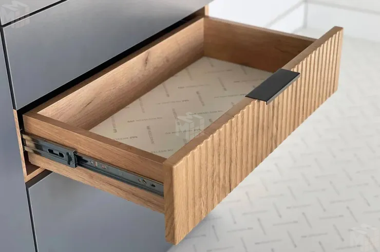 Стенка в гостиную Бери дуб крафт золотой/графит