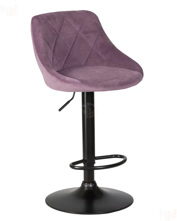 Стул барный DOBRIN LOGAN BLACK (пудрово-сиреневый велюр (MJ9-52))