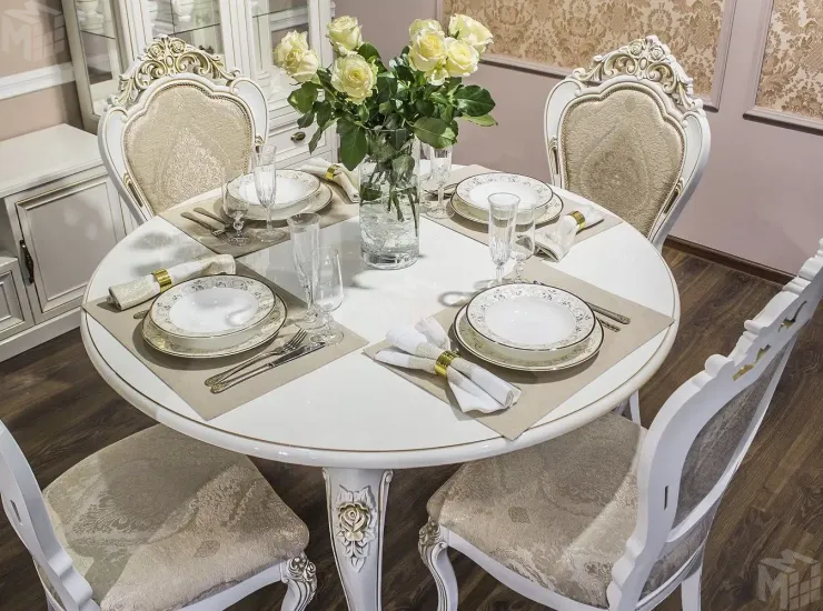 Стол Натали круглый белый глянец Стол Натали круглый белый глянец