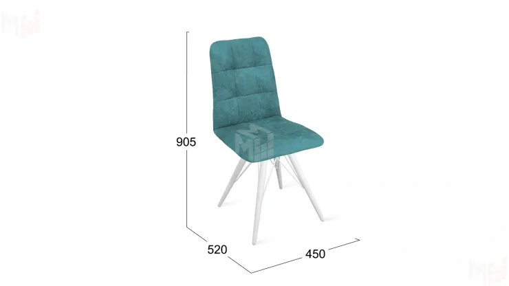 Стул Аспен К3 Белый матовый, Велюр Wellmart Indigo