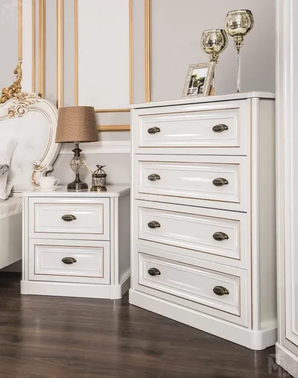 Комод Натали 4 ящ. узкий белый глянец Комод Натали 4 ящ. узкий белый глянец