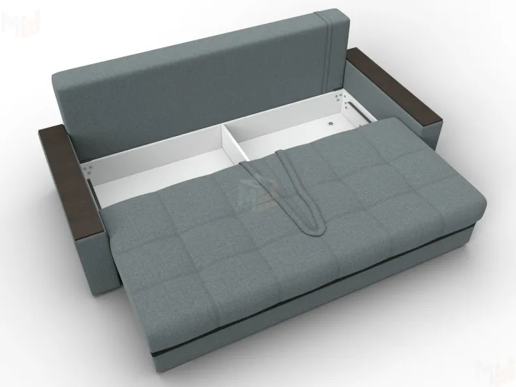 Диван прямой с декором Лига-096 НПБ ( Амур 07 серый/черный )