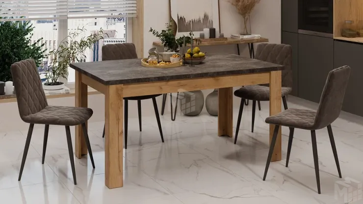 Стол обеденный Ванкувер тип 1  Дуб Крафт золотой, Ателье темное