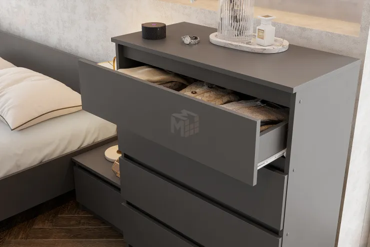 Комод 4 ящика Денвер Графит серый Комод 4 ящика Денвер Графит серый