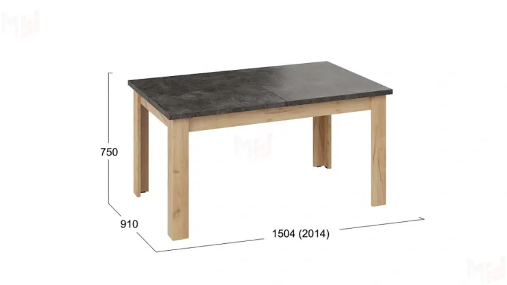 Стол обеденный Ванкувер тип 1  Дуб Крафт золотой, Ателье темное