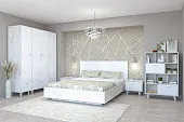 Спальный гарнитур ЭГО Бетон Светлый/Белый Глянец Вариант 2 Спальный гарнитур ЭГО Бетон Светлый/Белый Глянец Вариант 2