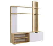 Стенка в гостиную Бери дуб крафт золотой/белое дерево