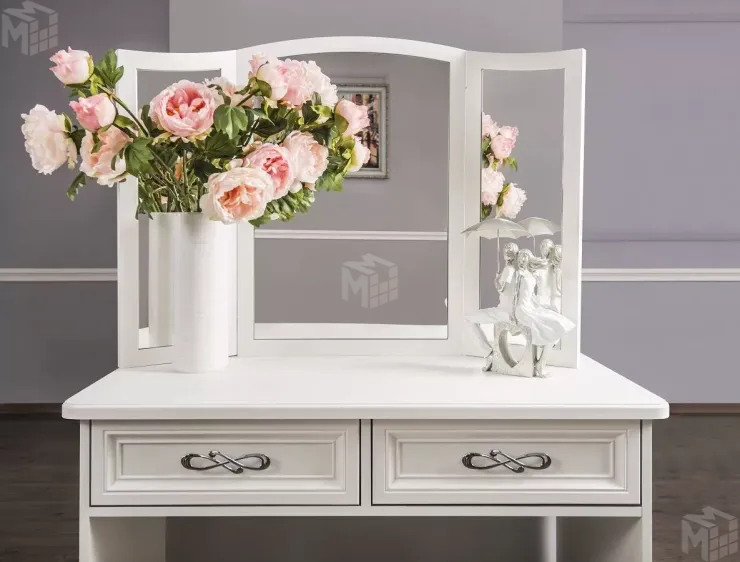 Зеркало трельяж Мишель для туалетного столика белый матовый Зеркало трельяж Мишель для туалетного столика белый матовый