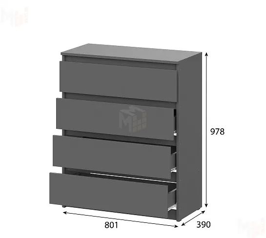 Комод 4 ящика Денвер Графит серый Комод 4 ящика Денвер Графит серый
