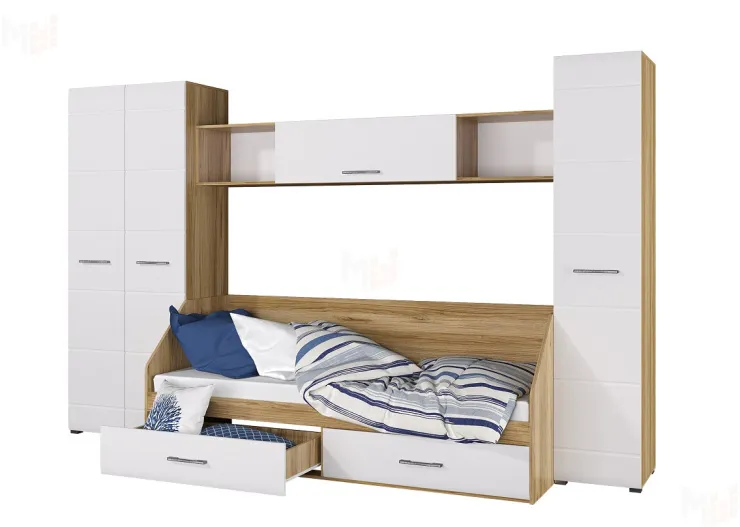 Полка навесная Ненси 2032 (дуб золотой/белый)