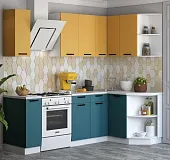 Кухня угловая Техно New 1,7*1,3 Горчица софт/Атлантик софт