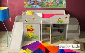 Кровать-чердак Винни Пух + горка 13/18 + лестница 13/19