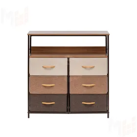 Комод Leset Локи 6 ящ. с полкой (Коричневый/Бежевый, светло-коричневый, темно-коричневый/Красный клён)