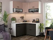 Кухня угловая Техно New 1,4*1,4 Пудра софт/Графит софт