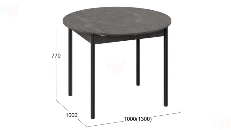 Стол обеденный раздвижной Терра Черный, Железный камень