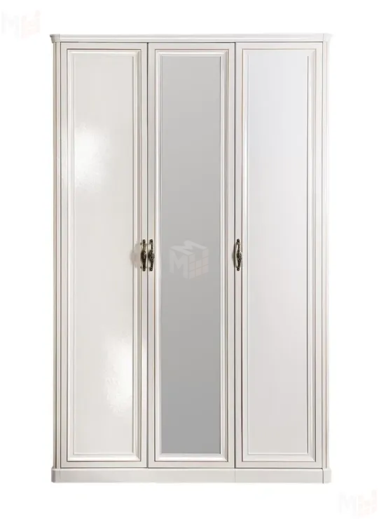 Шкаф Натали 3-дверный (2+1) с зеркалом белый глянец