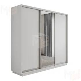 Шкаф-купе Оптим 3-х дверный 1 секция (ЛДСП, Зеркало) 180 см. 2 штанги, 9 полок, 4 ящика