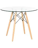 Стол обеденный DOBRIN CHELSEA`90 GLASS (ножки светлый бук, столешница стекло)