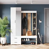 Прихожая Домино (крафт золотой/белый) Прихожая Домино (крафт золотой/белый)