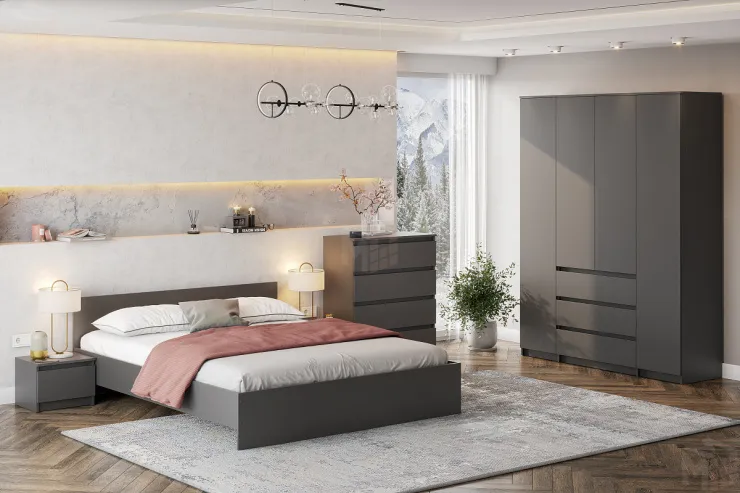 Кровать Денвер 1,6 Графит серый