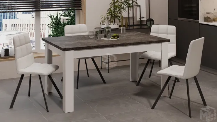 Стол обеденный Ванкувер тип 1  Белый, Ателье темный