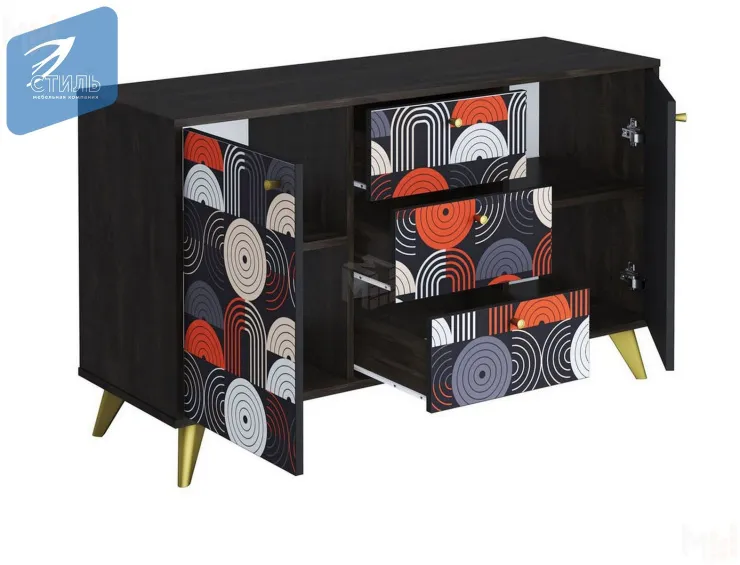 Комод Фьюжн Арт КМ-003 камень угольный/Vinil Комод Фьюжн Арт КМ-003 камень угольный/Vinil