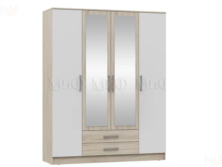 Шкаф Мартина 4-х створчатый (сонома/белый глянец)