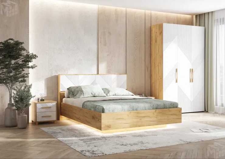 Спальня Ирис Браш Вайт/Дуб Крафт