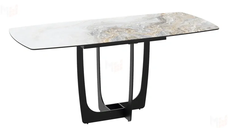 Стол обеденный Орфей Черный муар, Стекло глянцевое оникс