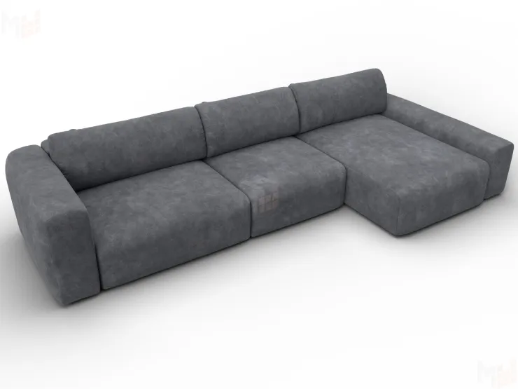 Диван угловой Лига-066 НПБ Лонг угол правый ( BRUT 16 темно-серый )