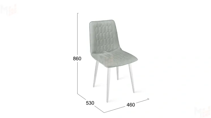 Стул Хьюго К1С Белый матовый, Велюр Confetti Silver