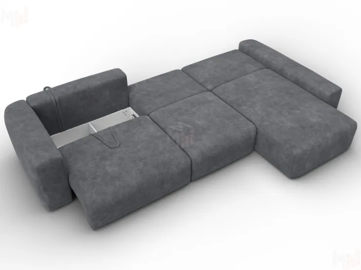 Диван угловой Лига-066 НПБ Лонг угол правый ( BRUT 16 темно-серый )