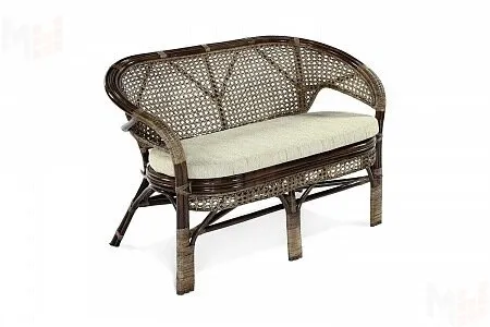 Диван из ротанга «Пеланги» двухместный с подушкой Диван из ротанга «Пеланги» двухместный с подушкой